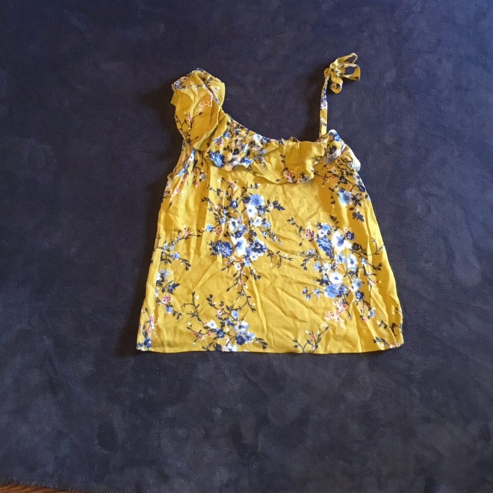 ruffled shoulder floral blouse